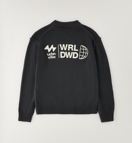 Maglione Kian in Cotone con Grafica Urbn Vibe Grigio Antracite