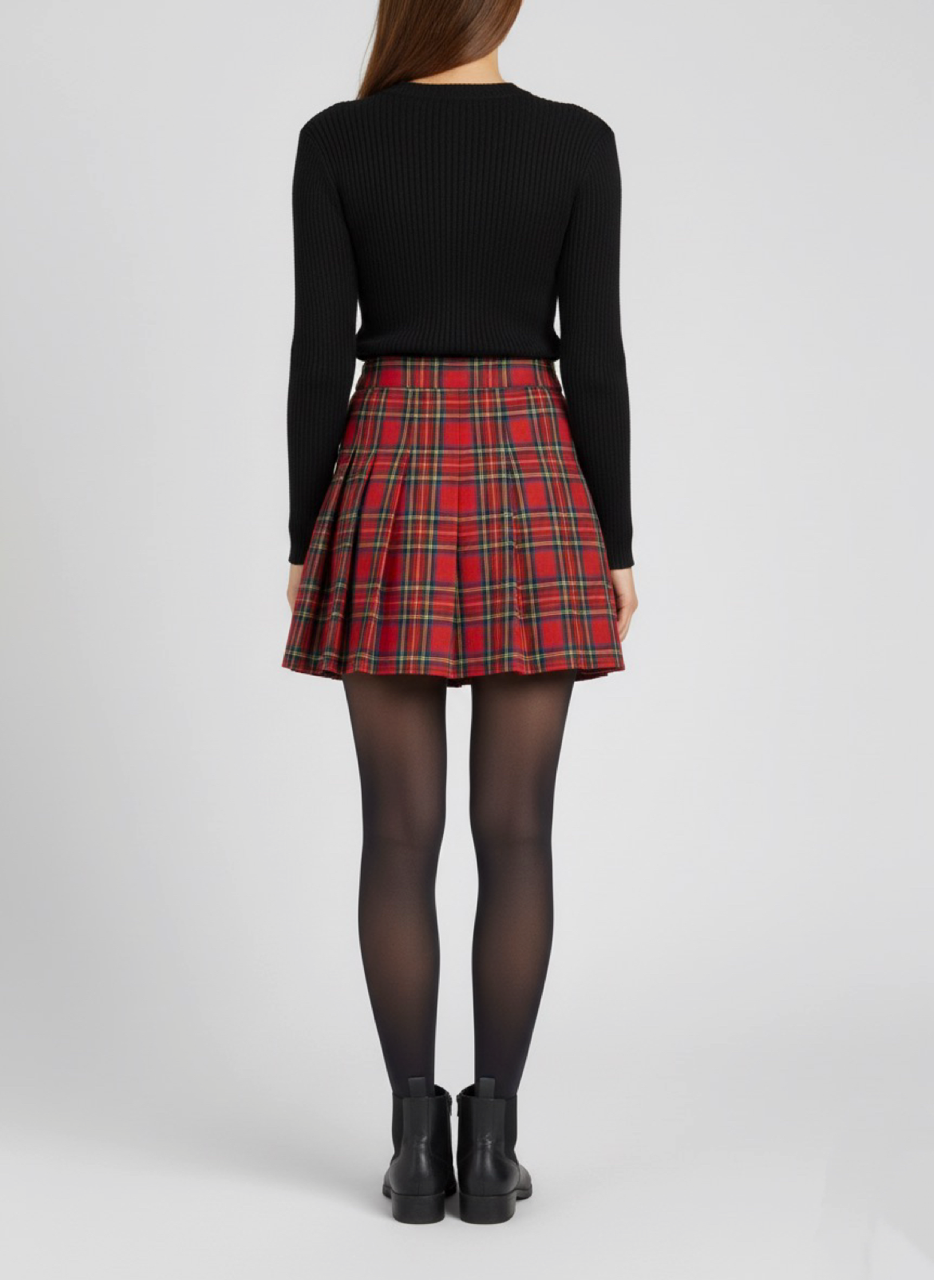 Gonna Corta Scozzese Natale Rosso