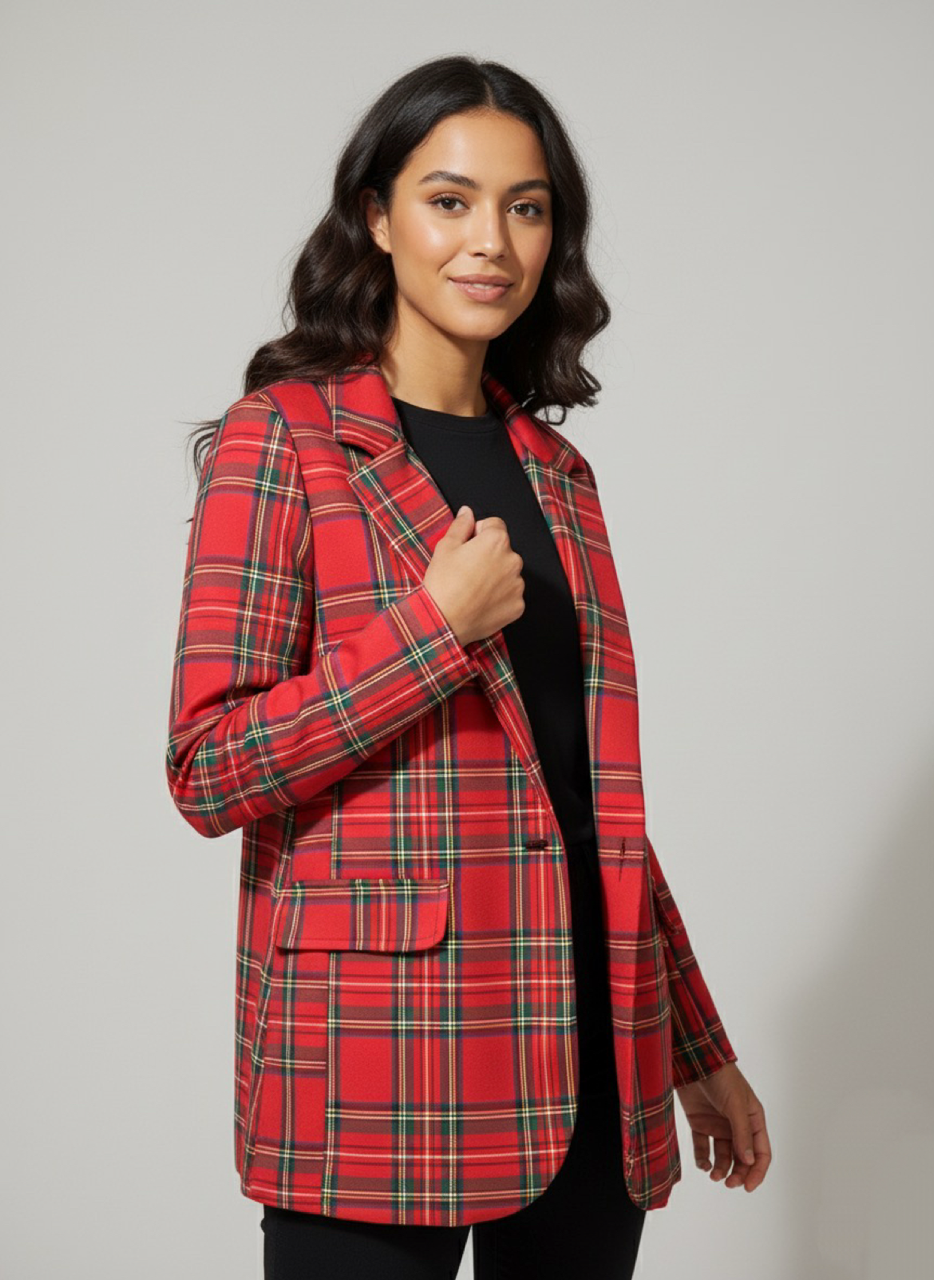 Blazer Scozzese Natale Rosso