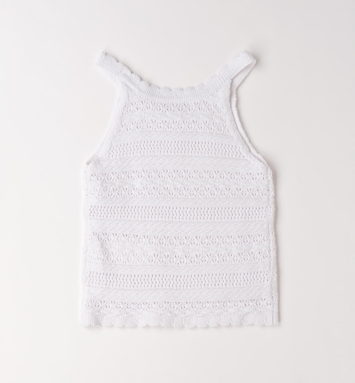 Top Halter in Maglia Lavorata Bianco Crema
