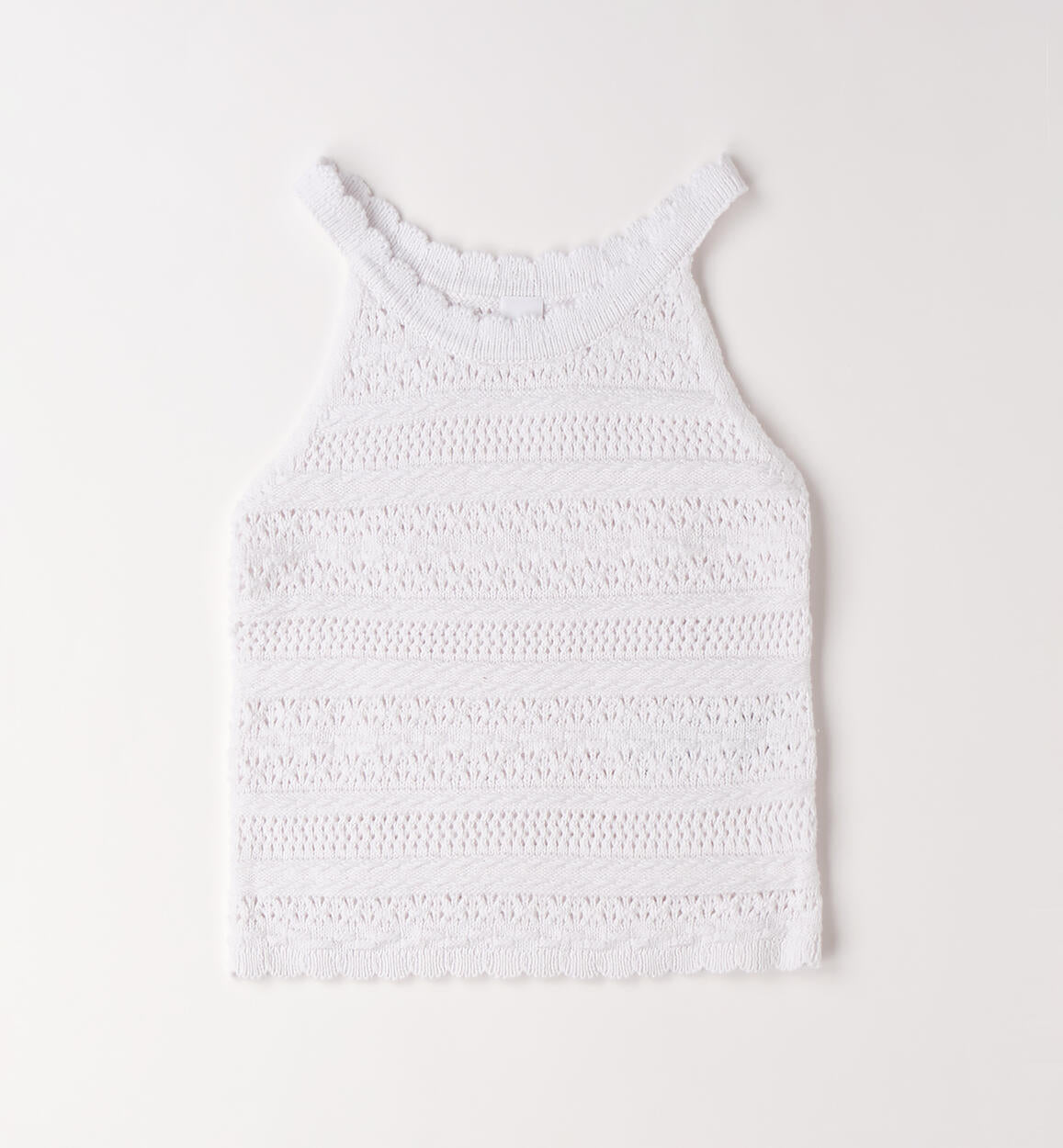 Top Halter in Maglia Lavorata Bianco Crema