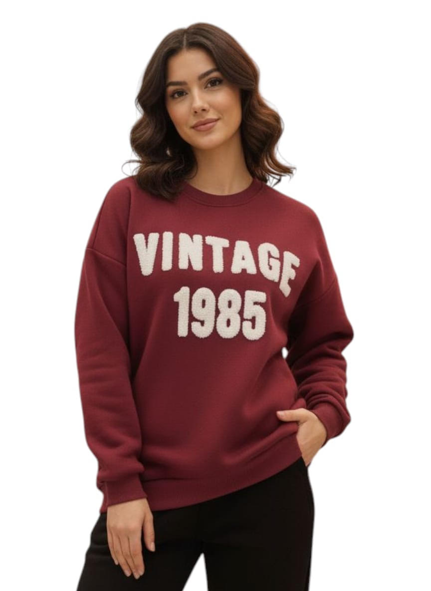 Felpa Vintage 1985 Felpata Bordeaux