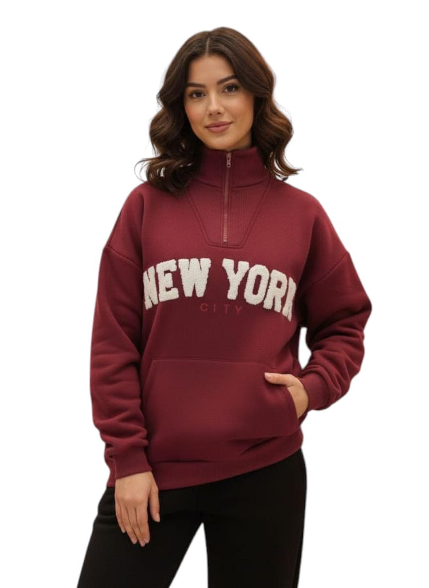 Felpa New York Felpata Bordeaux