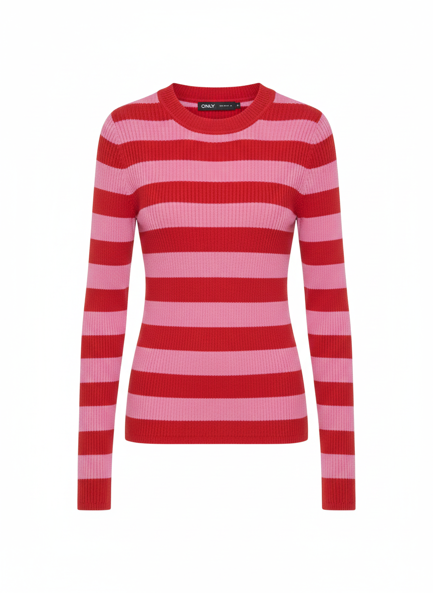 Maglioncino Only Louisa righe rosa e rosso